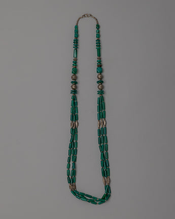 Gemstone Necklace with White Metal