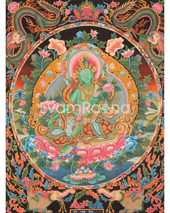 Newari Style Green Tara Thangka