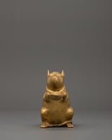 Brass Mouse Oil Lamp Sculpture