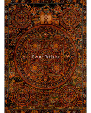 Oil Varnished Heruka Mandala Thangka