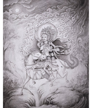 Divine Protector: Palden Lhamo Thangka Print | Mahakala Thangka Artwork | Spiritual Guidance Print