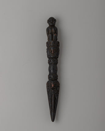 Hand-Carved Wooden Dorje Phurba