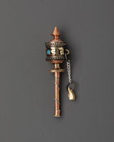 Handheld Tibetan Prayer Wheel in Copper