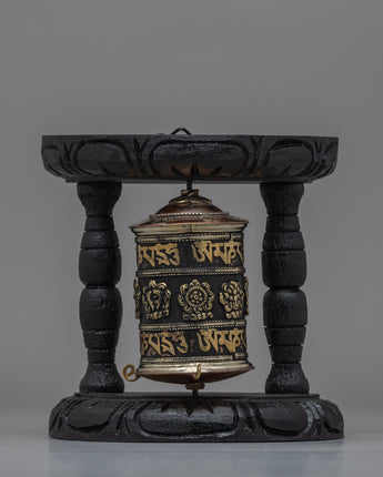 Tibetan Prayer Wheel with Intricate Mantra Design