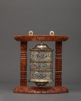 Hand-Carved Tibetan Wooden Prayer Wheel