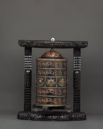 carved-with-wooden-frame-prayer-wheel