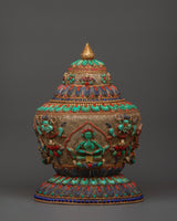 Tibetan Ritual Rice Pot with Coral