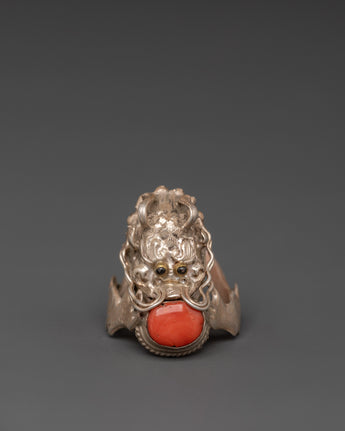 Coral Silver Ring
