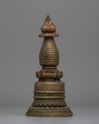 Elegant oxidized copper stupa