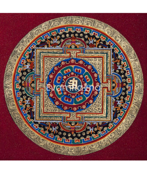 Original Handmade OM Mantra Mandala Thangka | Meditation & Peace | Home Decor