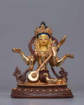 Gold plated Saraswati Statue
