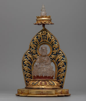 Crystal Buddha Shakyamuni Statue with Throne