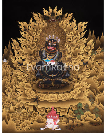 Extra-ordinary Sakya Mahakala Thangka in Gold