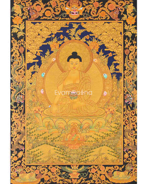 Shakyamuni Buddha Gold Thangka