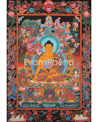 Shakyamuni Buddha Thangka With Dragon Border