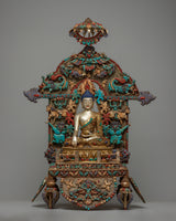 Shakyamuni Buddha on Throne Statue