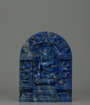 Lapis Lazuli Buddha Shakyamuni Statue | Exquisite Detail and Original Gemstone