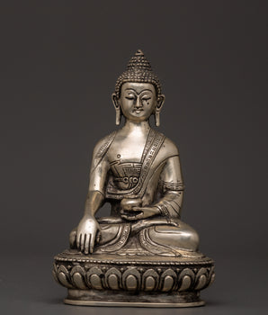 Silver-Plated Shakyamuni Buddha Statue