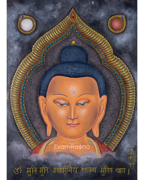 Large Buddha Wall Art Print For Decoration | Historical Shakyamuni Buddha Paubha Painting Print