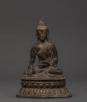 Antique Finish Shakyamuni Buddha Oxidized Copper Statue