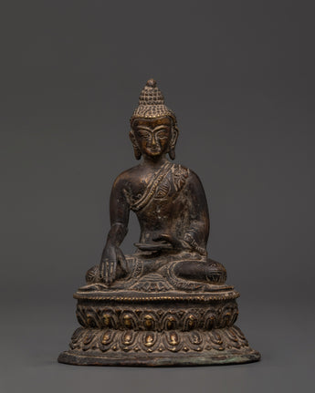 Antique Finish Shakyamuni Buddha Oxidized Copper Statue