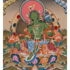 Beautiful Green Tara Thangka