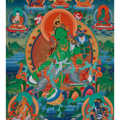 Sacred Goddess Green Tara Thangka