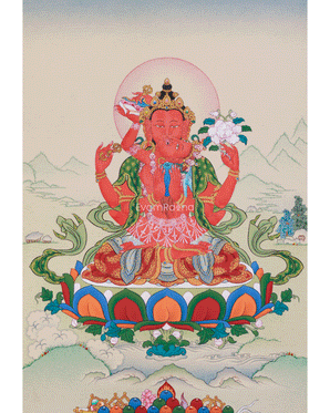 Red Chenrezig Thangka