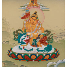 Himalayan Thangka of Namtoshe with Ratnasambhava