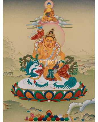 Himalayan Thangka of Namtoshe with Ratnasambhava