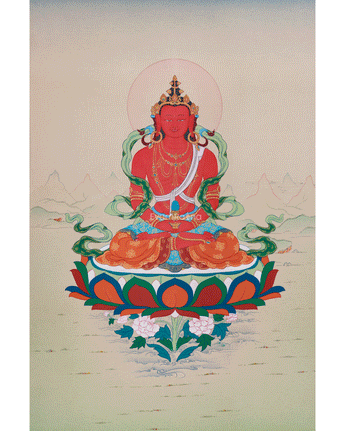 Original Thangka of Amitayus, Buddha of Infinite Light