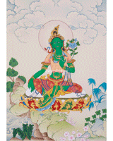 Hand-Painted Buddhist Goddess Green Tara Painting