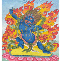 Tibetan Vajrapani Thangka With Brocade