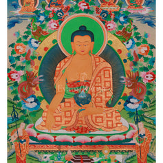 Shakyamuni Buddha With Five Dhyani Buddhas Thangka