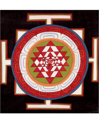 Vintage Handmade Shree Yantra Mandala Thangka
