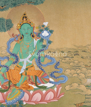 Green Tara Devotional Print | Digital Artwork Of The Mother of Liberation | Buddhist Gift Ideas