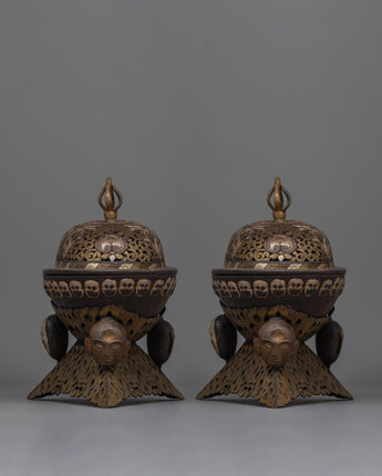 Silver Tibetan Buddhist Kapala Set