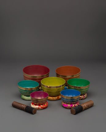 Singing Bowl Set with Sacred Symbols