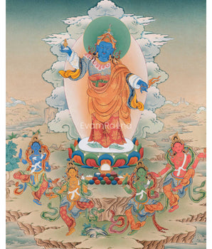 Standing Guru Orgyen Menla with Four Elements