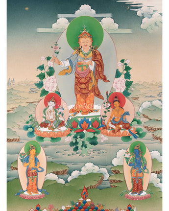 Tibetan Standing Guru with Four Bodhisattva