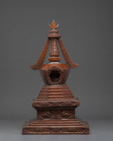 Handcrafted Buddhist Oxidized Copper Stupa