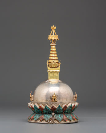 24k Gold Plated Tibetan Stupa