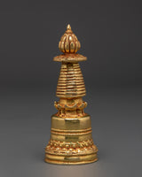 Handcrafted Brass Stupa with Lotus Base