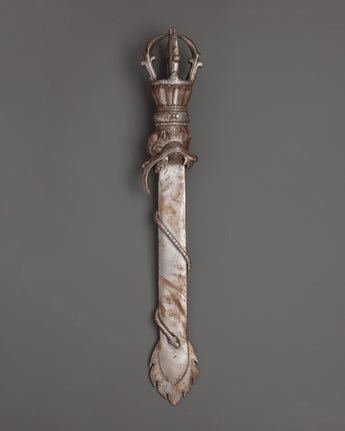 Iron Ritual Sword with Flame Design & Half Vajra