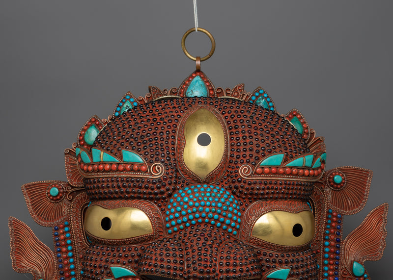 Bhairava Copper Face Mask | Authentic Tibetan Spiritual Decor of Fierce Divinity