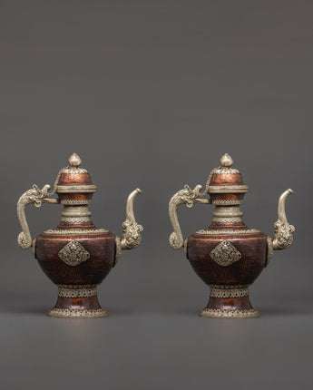 Handcrafted Copper Teapot with White Metal Overlay |