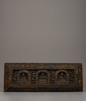 Sacred Wooden Tibetan Three Buddha Wall Hanging Art