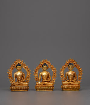 Copper Three Buddha Statue Set