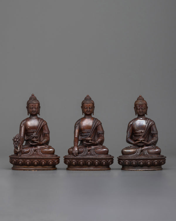 Copper Three Buddha Set Statue