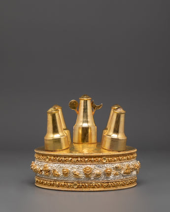 Tibetan Ritual Torma with Floral Silver Base